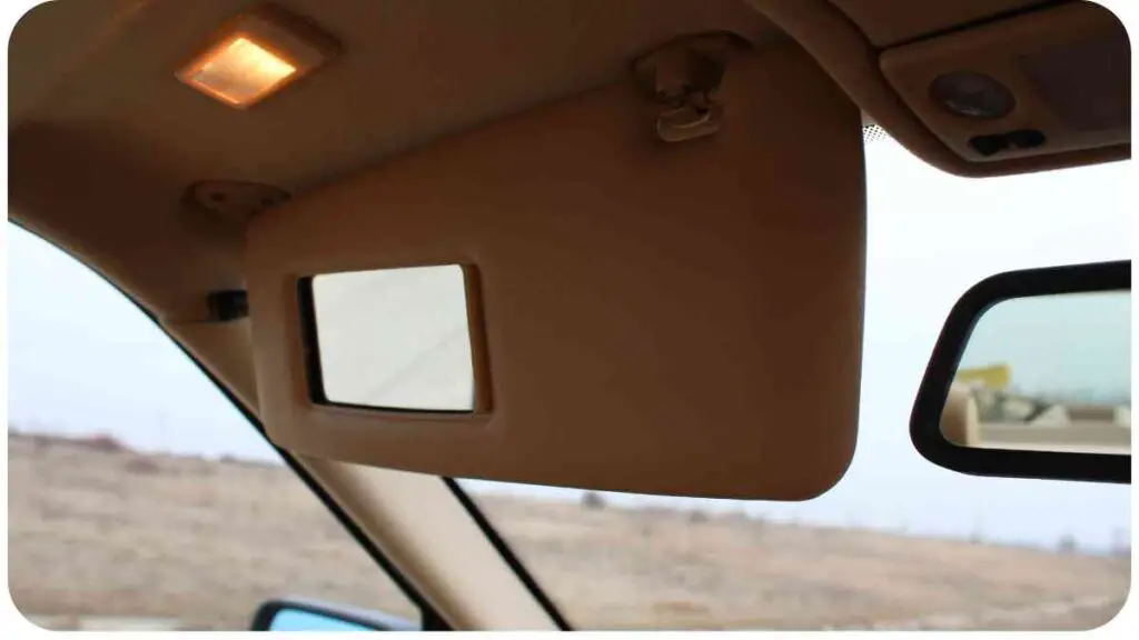 the rear view mirror of a car